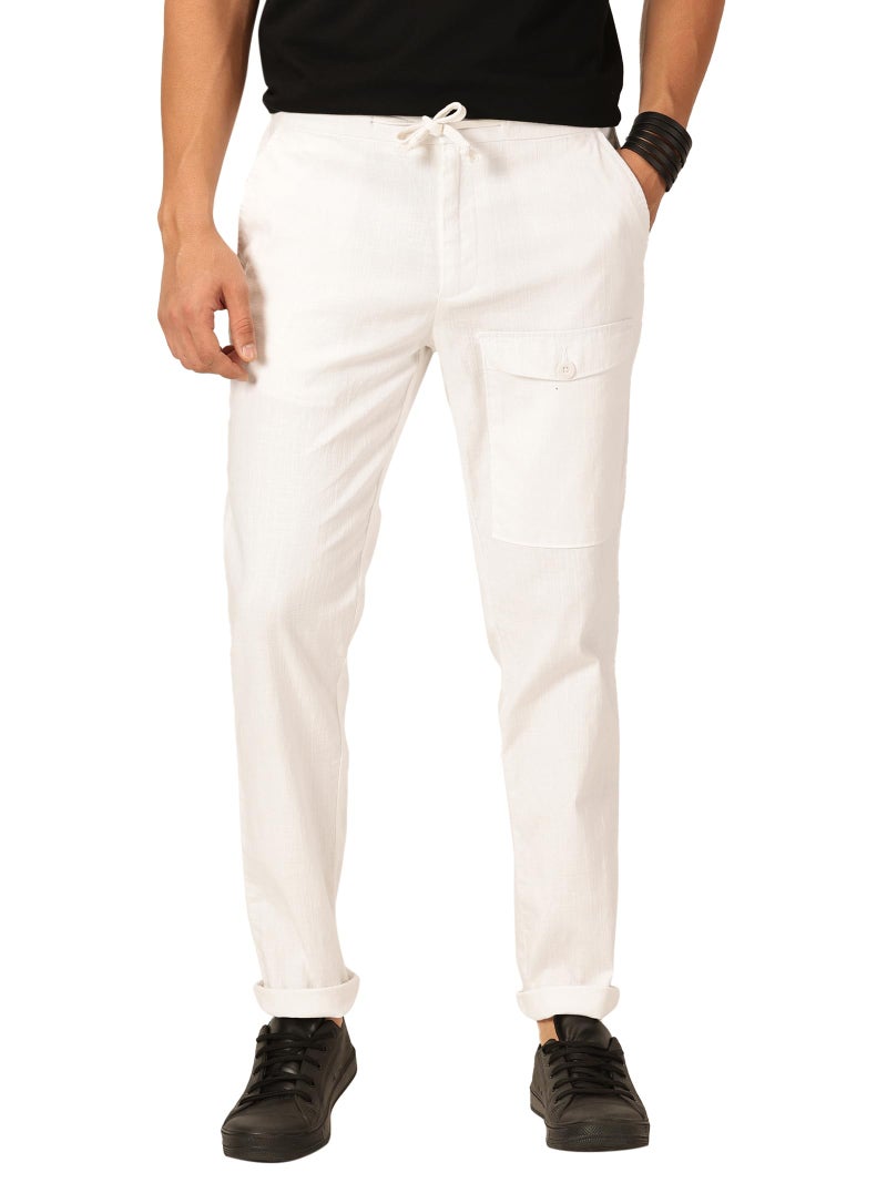 Thomas Scott Men's Slim Fit Linen Blend Casual Trouser (White, 38) - Image 1