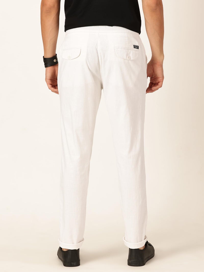 Thomas Scott Men's Slim Fit Linen Blend Casual Trouser (White, 38) - Image 4