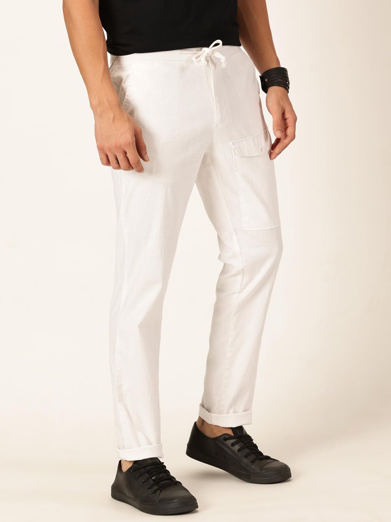 Thomas Scott Men's Slim Fit Linen Blend Casual Trouser (White, 38) - Image 3