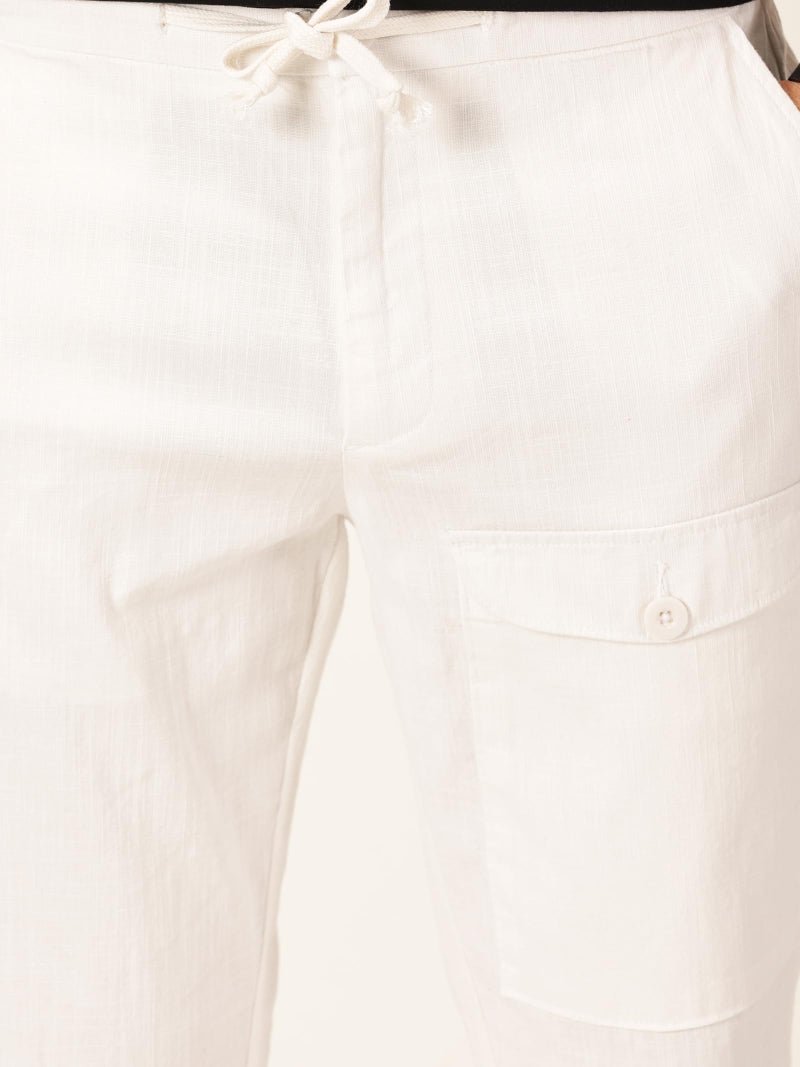Thomas Scott Men's Slim Fit Linen Blend Casual Trouser (White, 38) - Image 5