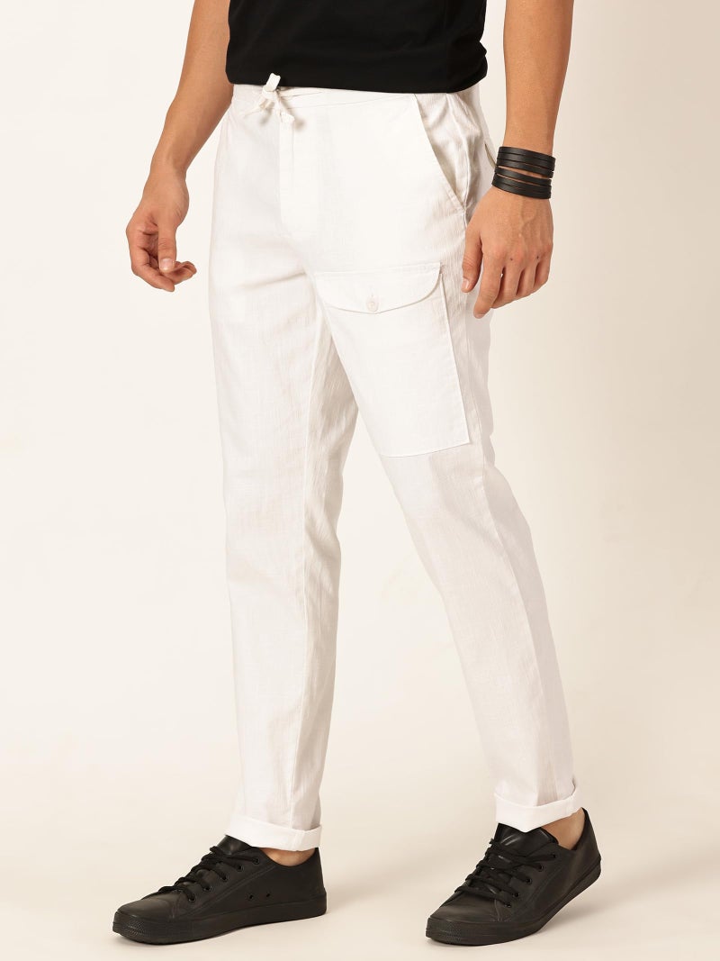 Thomas Scott Men's Slim Fit Linen Blend Casual Trouser (White, 38) - Image 2