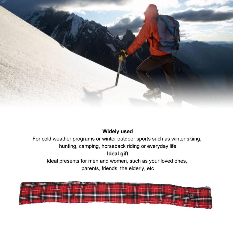 Electric Heating Scarf with Temperature Control Premium Fabrics for Winter Outdoor Sports Red - Image 3