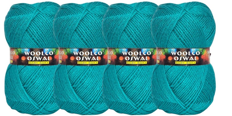 Woolco Oswal Brilon Acrylic Hand Knitting Yarn Balls Pack of 4 (50g Each) -Soft Wool Yarn for Knitting, Craft, DIY Projects, Sweaters, Scarves, Multicolor Wool Thread for Home Use (Dark SEA Green) - Image 1