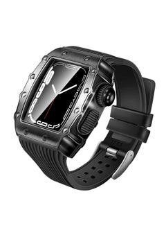 Y&D Luxury Designer Rugged Case with Band Compatible for Apple Watch 44mm 45mm, Metal Protective Cover Silicone Strap Shockproof Bumper iWatch Series 8 7 45mm and SE 6 5 4  - Image 1