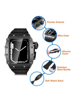 Y&D Luxury Designer Rugged Case with Band Compatible for Apple Watch 44mm 45mm, Metal Protective Cover Silicone Strap Shockproof Bumper iWatch Series 8 7 45mm and SE 6 5 4  - Image 2
