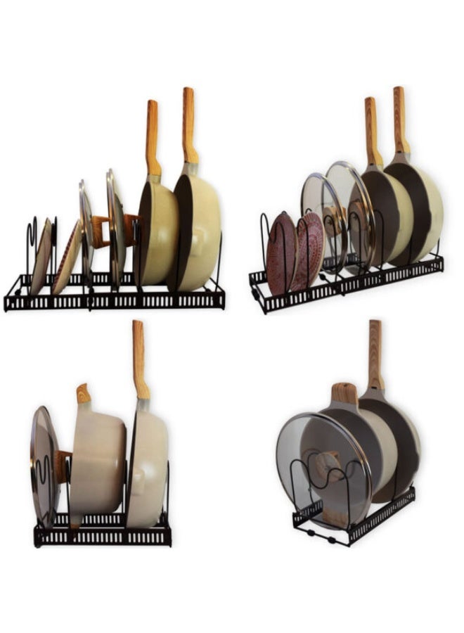 Expandable Pot Lid Organizer Holder with 7 Adjustable Compartment Cookware Plate Rack for Kitchen Cabinet Black - Image 4