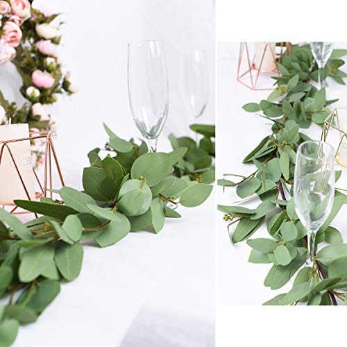DearHouse 5.5ft Seeded Eucalyptus Garland, Artificial Vines Faux Eucalyptus Leaves Table Garland Artificial Greenery Wedding Backdrop Arch Wall Decor - Image 5