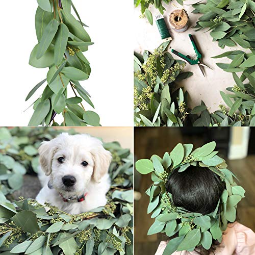 DearHouse 5.5ft Seeded Eucalyptus Garland, Artificial Vines Faux Eucalyptus Leaves Table Garland Artificial Greenery Wedding Backdrop Arch Wall Decor - Image 4
