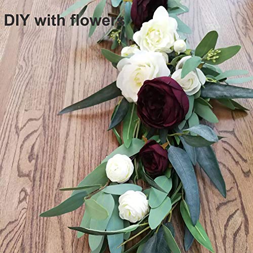 DearHouse 5.5ft Seeded Eucalyptus Garland, Artificial Vines Faux Eucalyptus Leaves Table Garland Artificial Greenery Wedding Backdrop Arch Wall Decor - Image 3