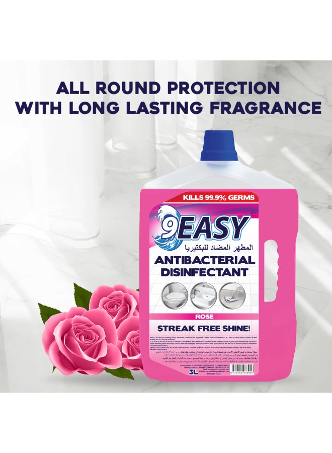 9EASY مطهر مضاد للبكتيريا - برائحة الورد، 3 لتر - Image 3