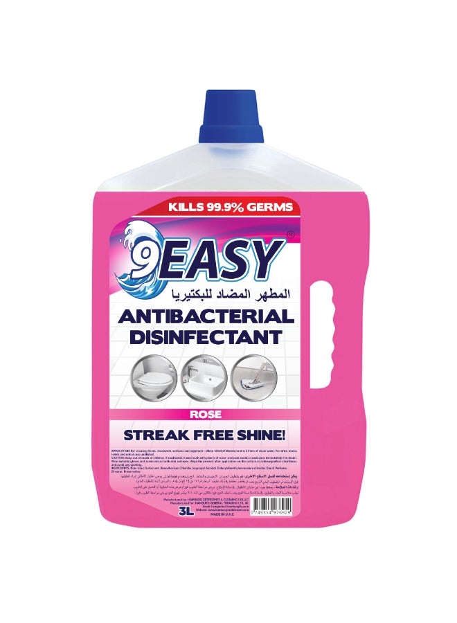 9EASY مطهر مضاد للبكتيريا - برائحة الورد، 3 لتر - Image 1