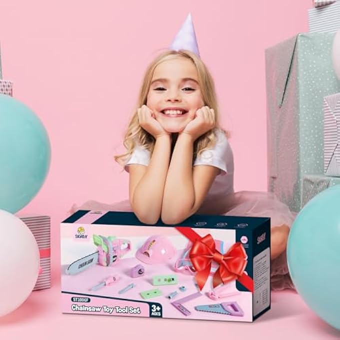 PINK ELECTRIC CHAINSAW PRETEND PLAY TOOL TOY, CONSTRUCTION THEME, KIDS DEPARTMENT, AGES 3 TO 6, UNISEX, STEM & ROLE PLAY - Image 2