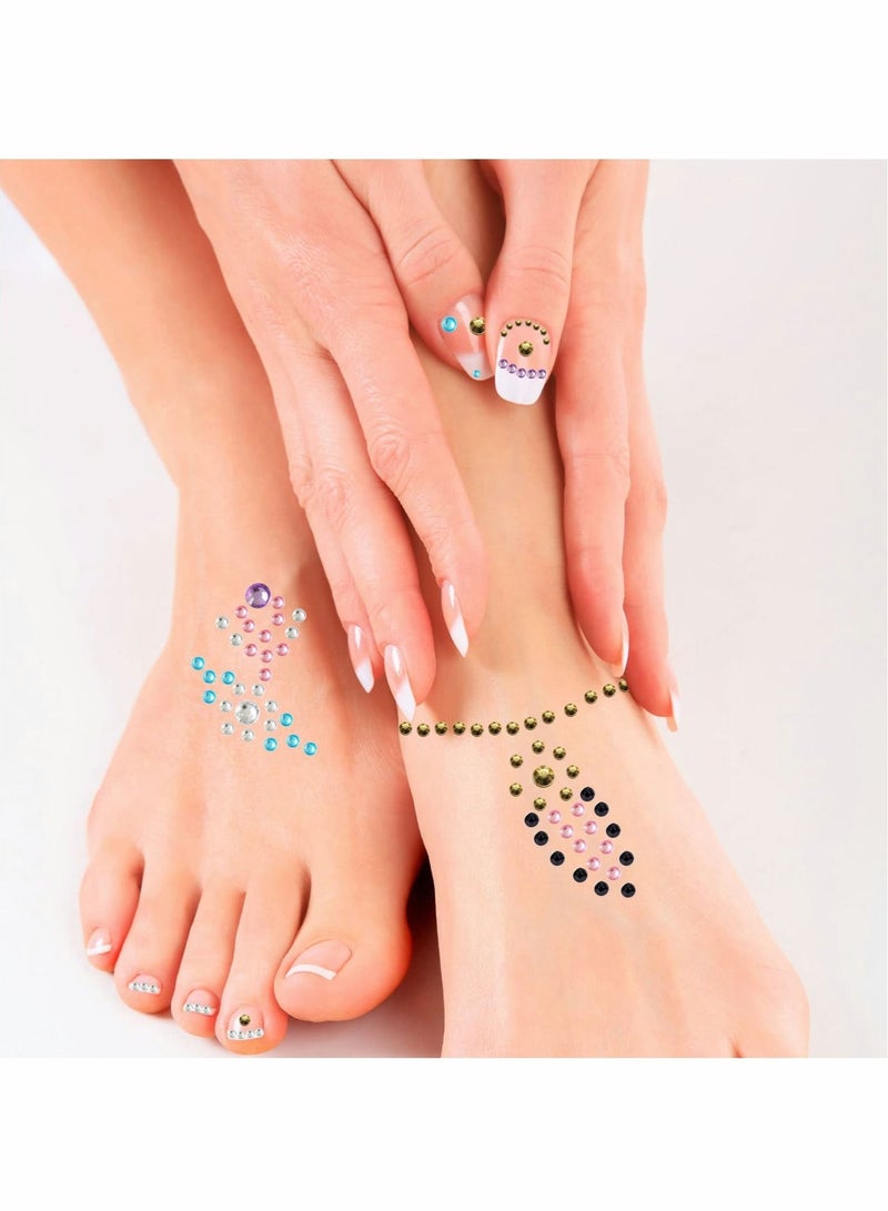 Excefore Bindi Dots Face Jewels Face Jewelry For Women Face Gems Stick On Eye Forehead Crystals Sticker Tears Rainbow Pearl Rhinestones For Makeup Party Festival Accessory Nail Art Decoration(4 Sheets) - Image 4