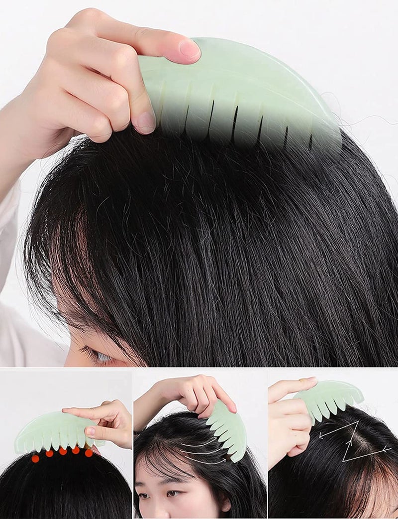 LEOSENSE Handmade Gua Sha Comb, Natural Jade Stone Scalp Massage Comb, Facial GuaSha Tool for Lift and Puffiness, Jade Gua Sha Scraping Therapy Massager for Full Body Relax - Image 5