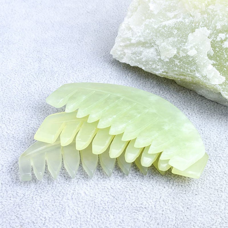LEOSENSE Handmade Gua Sha Comb, Natural Jade Stone Scalp Massage Comb, Facial GuaSha Tool for Lift and Puffiness, Jade Gua Sha Scraping Therapy Massager for Full Body Relax - Image 4