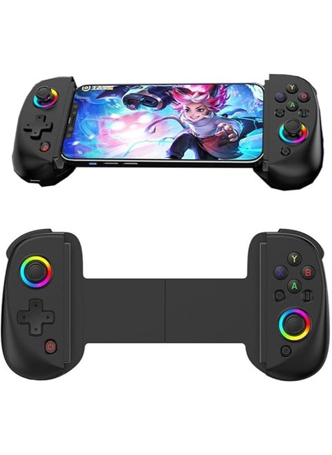 Telescopic Mobile Gamepad ,Turbo,6-Axis Gyro,Vibration Wireless Game Controller , Bluetooth 5.2 RGB Joystick for Android, iOS, PS3, PS4, Switch, PC , Multi-Platform Gaming Controller