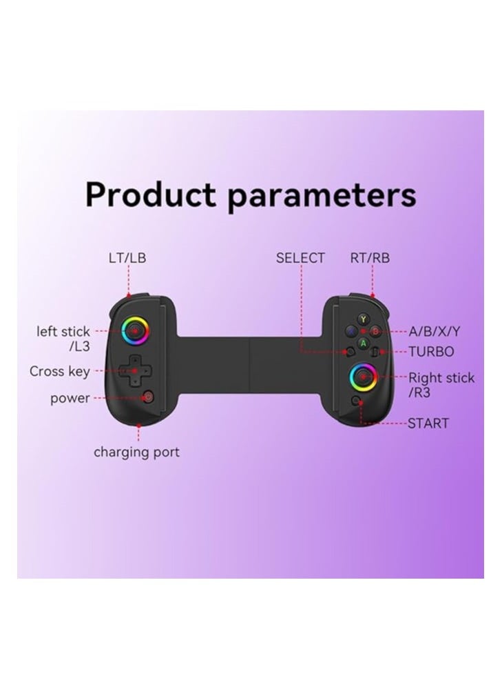 Generic - Telescopic Mobile Gamepad ,Turbo,6-Axis Gyro,Vibration Wireless Game Controller , Bluetooth 5.2 RGB Joystick for Android, iOS, PS3, PS4, Switch, PC , Multi-Platform Gaming Controller - Image 1