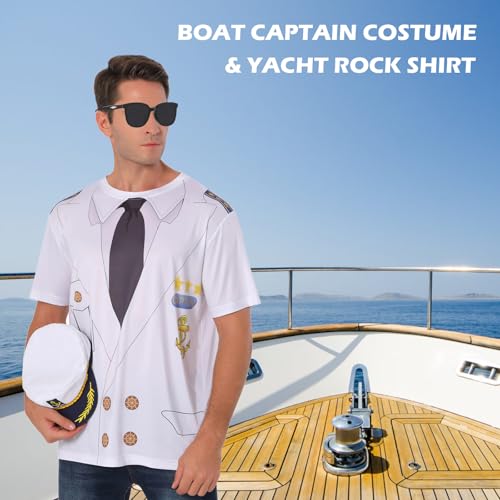 Vegove Novelty Mens Boat Captain T Shirts, Yacht Rock Nautical Cruise Uniform Party Costume Tee (White, Medium) - Image 5