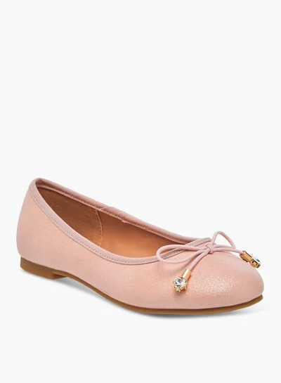 Little Missy Girls Bow Accent Slip-On Ballerina Shoes
