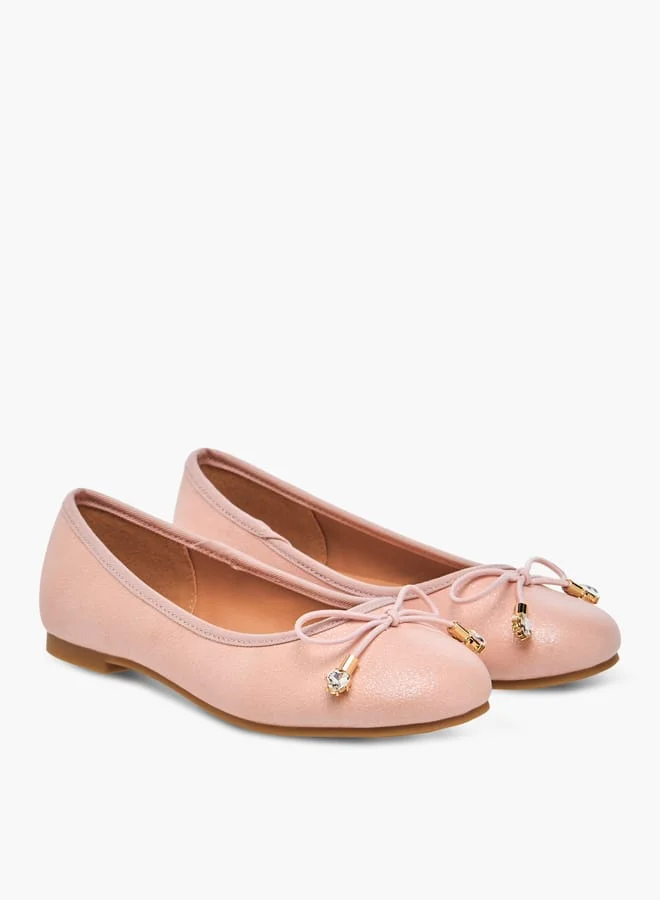 Little Missy Girls Bow Accent Slip-On Ballerina Shoes