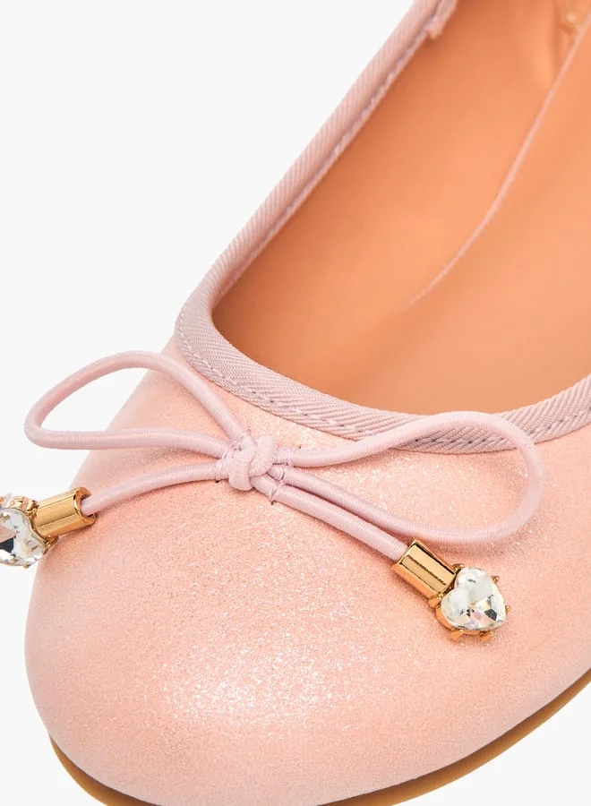 Little Missy Girls Bow Accent Slip-On Ballerina Shoes