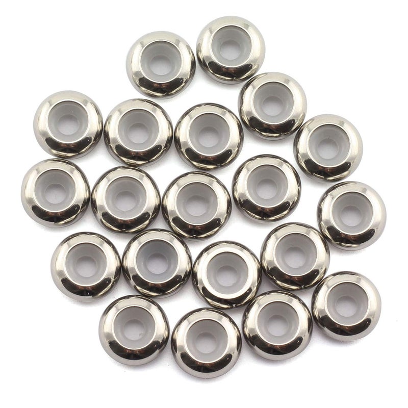 Tegg 20pcs 10mm Stainless Steel Insert Rubber Stopper Positioning Spacer Beads for Bracelet Necklace DIY Crafts Making Jewelry Findings Accessories 45mm Hole 3mm Height Flat Loose Beads Silver