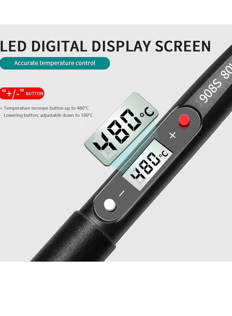 Soldering Iron Kit 80W Soldering Welding Iron Tools Adjustable Temperature Digital Portable Solder Iron Kit - Image 3