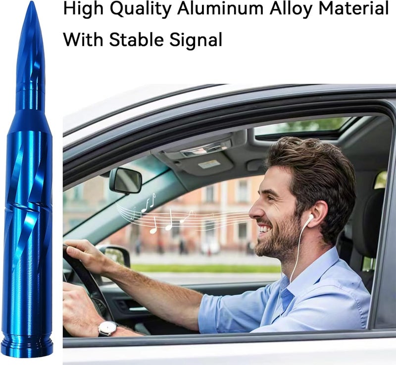 Seprochoo Car Truck Bullet Antenna 50 Cal Bullet Antenna Truck Accessories Universal Replacement for GMC Sierra 1500 Chevy Dodge Ram Silverado 1500 2500 3500 Ford F150 F250 F350 Spiral Pattern (Blue, 5.5inch) Trendy widespread design - Image 4
