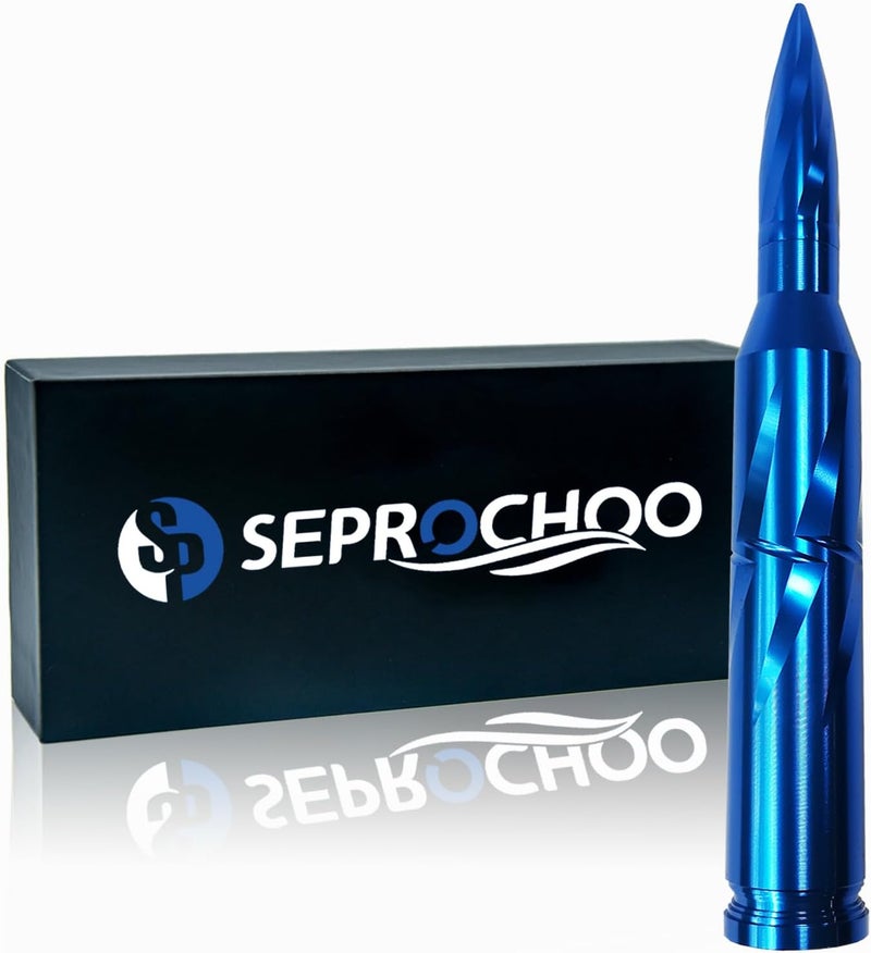 Seprochoo Car Truck Bullet Antenna 50 Cal Bullet Antenna Truck Accessories Universal Replacement for GMC Sierra 1500 Chevy Dodge Ram Silverado 1500 2500 3500 Ford F150 F250 F350 Spiral Pattern (Blue, 5.5inch) Trendy widespread design - Image 1