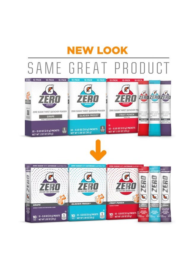Gatorade G Zero Powder, Fruit Punch Variety Pack, 0.10oz Individual Packets - 10 Count (Pack of 5)  - Image 3
