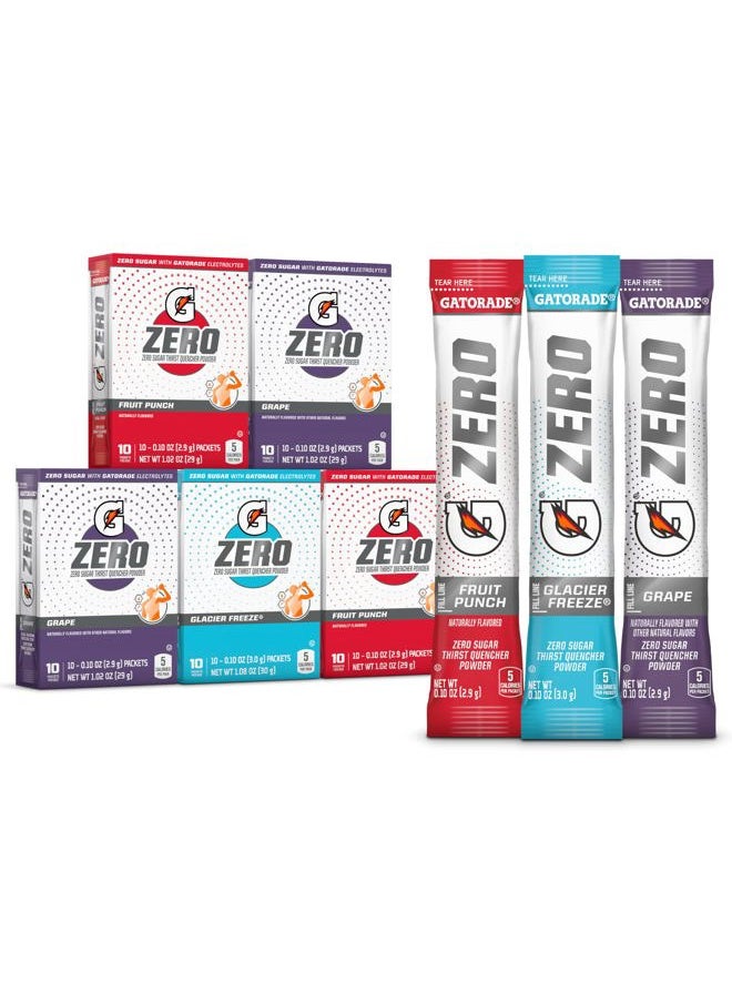 Gatorade G Zero Powder, Fruit Punch Variety Pack, 0.10oz Individual Packets - 10 Count (Pack of 5)  - Image 1