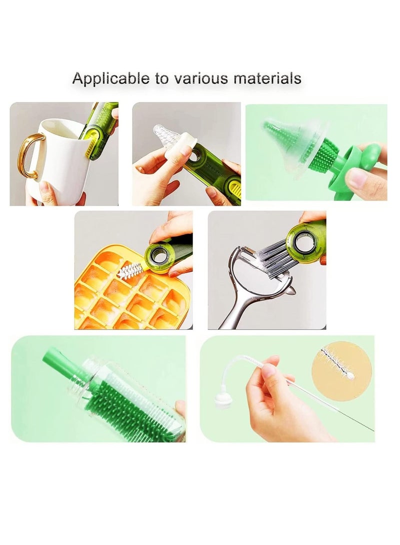 SYOSI Silicone Baby Bottle Brush Nipple Cleaner 3 in 1 Multifunctional Cleaning Brush, Straw Brushes, Tiny Bottle Gap Cup Lid Crevice Detail Cleaning Brush U-Shaped Silicone Bottle, Portable 4 PCS - Image 3