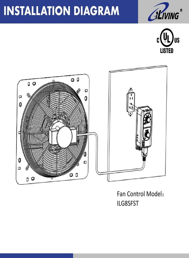 iLIVING Exhaust Fan Thermospeed Temperature Controller and Speed Controller, Black, ILG8SFST - Image 3