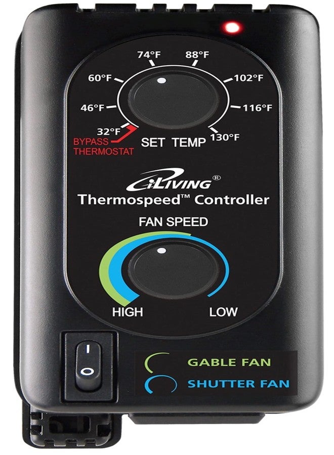 iLIVING Exhaust Fan Thermospeed Temperature Controller and Speed Controller, Black, ILG8SFST - Image 1
