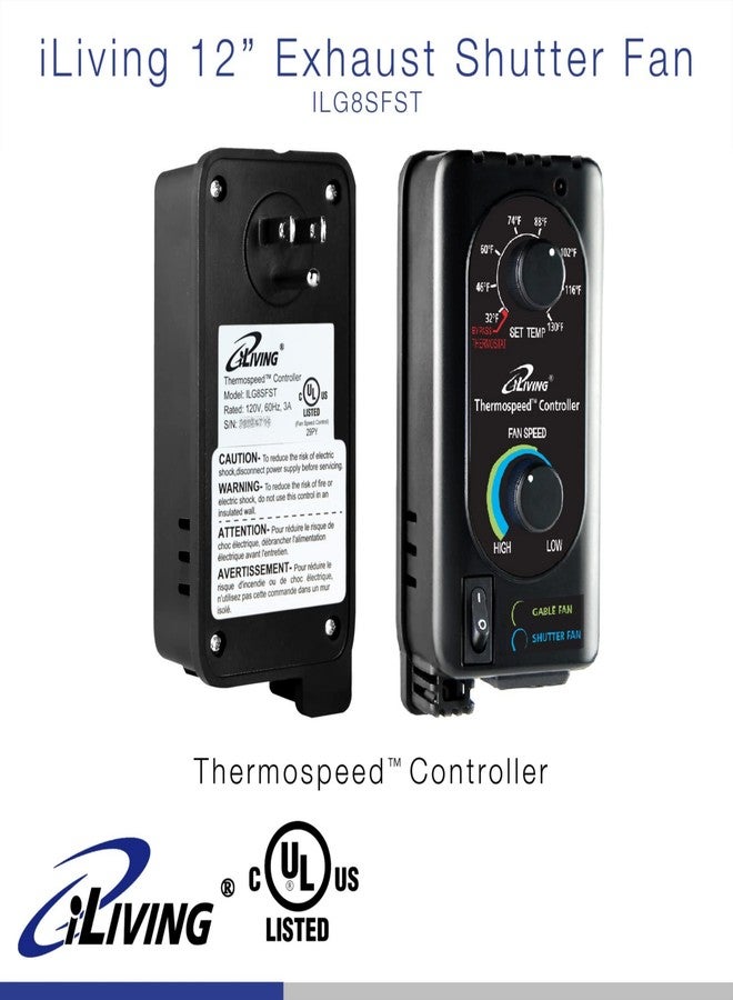 iLIVING Exhaust Fan Thermospeed Temperature Controller and Speed Controller, Black, ILG8SFST - Image 2