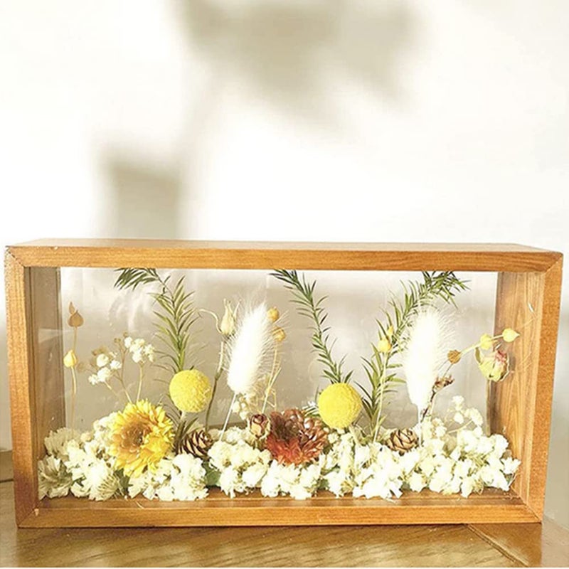 NatureMan Shadow Photo FrameWooden DoubleSided HighDefinition Plexiglass Storage Box DIY Display Box Suitable for Dried Flowers Specimens Handicrafts Souvenirs and Photos Collection Wood Color