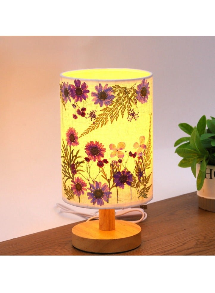 DIY Warm Light Bedroom Table Lamp, With Tools Bag and Dry Flowers Bundle  - Image 1