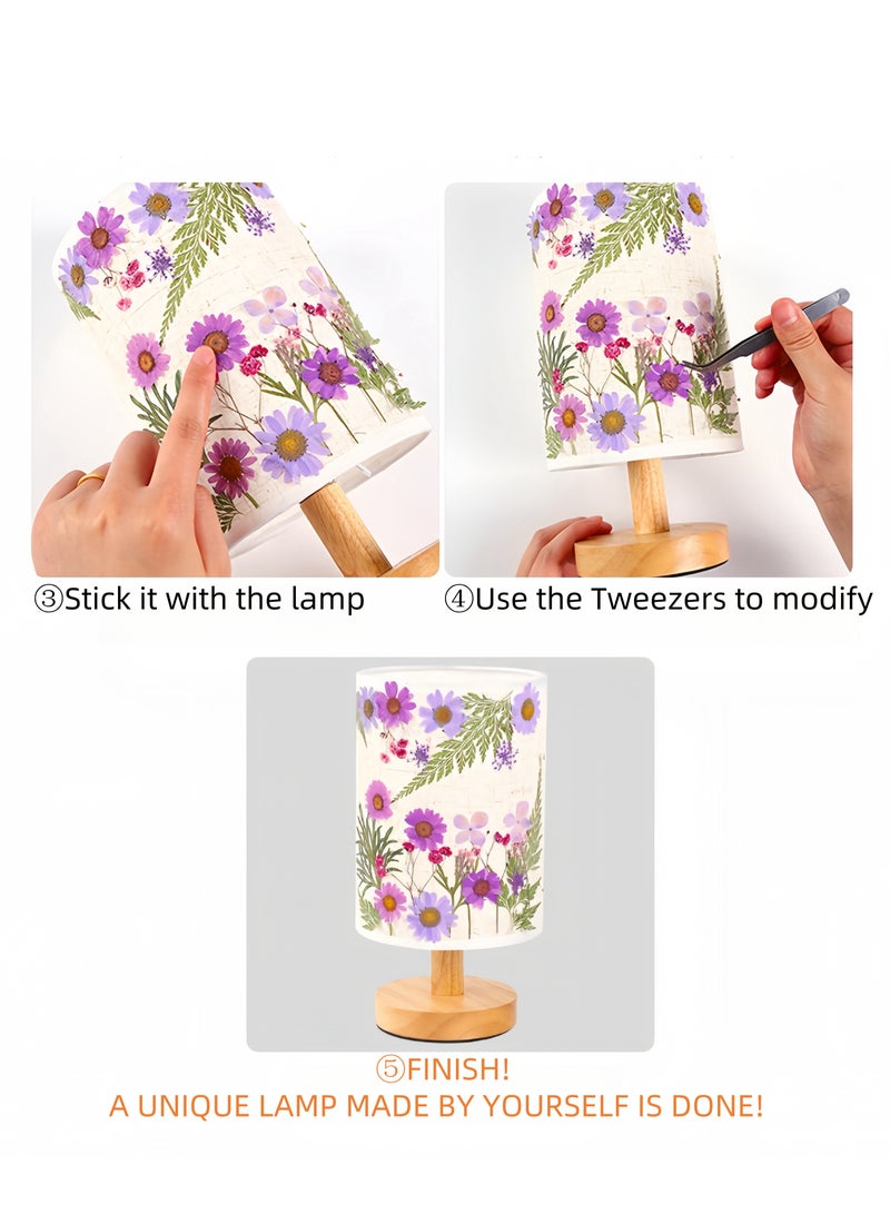 DIY Warm Light Bedroom Table Lamp, With Tools Bag and Dry Flowers Bundle  - Image 4