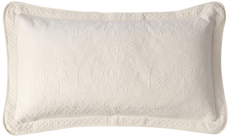 Historic Charleston King Charles Modern Farmhouse Floral Matelasse Decorative Pillowcase, 100% Cotton Breathable Bedding, King Sham (20" x 36"), Ivory - Image 1
