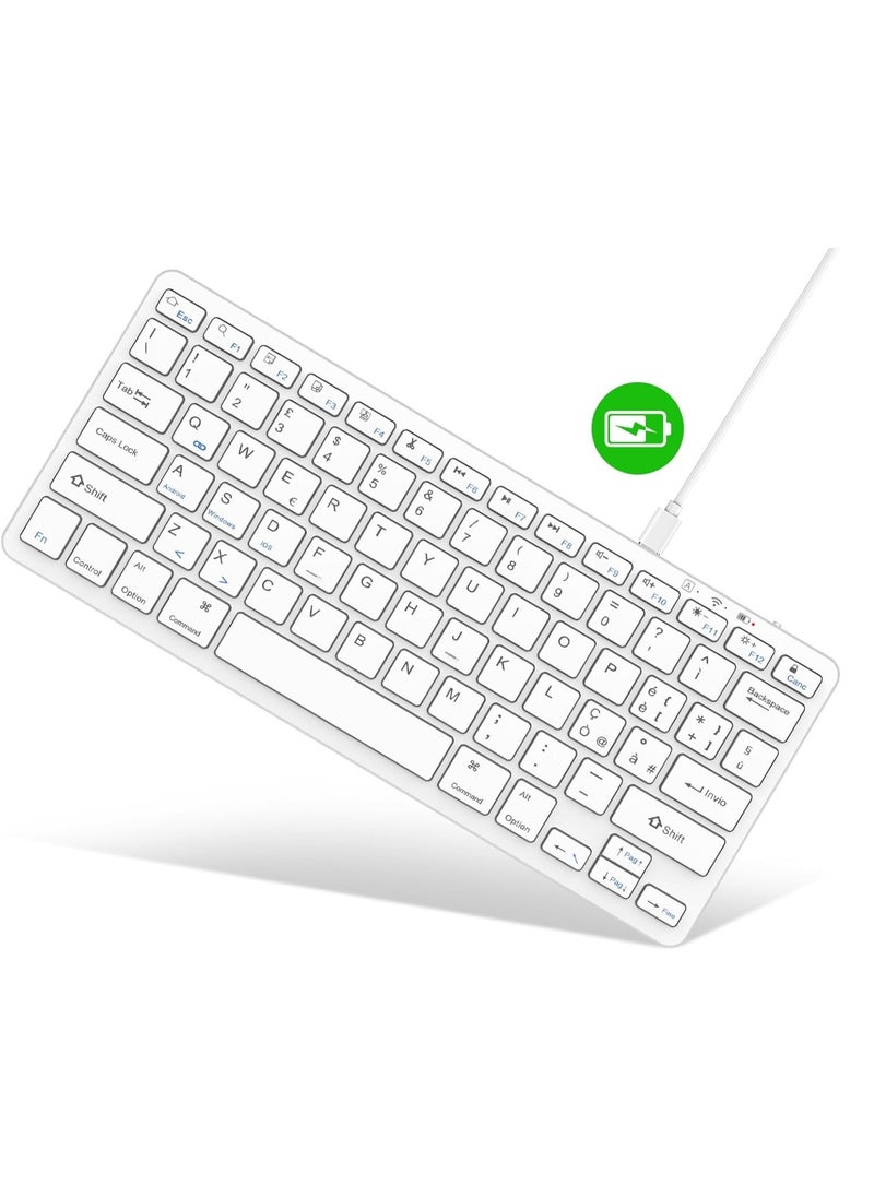 Wireless Bluetooth Keyboard – Compatible with All Bluetooth Devices – White
