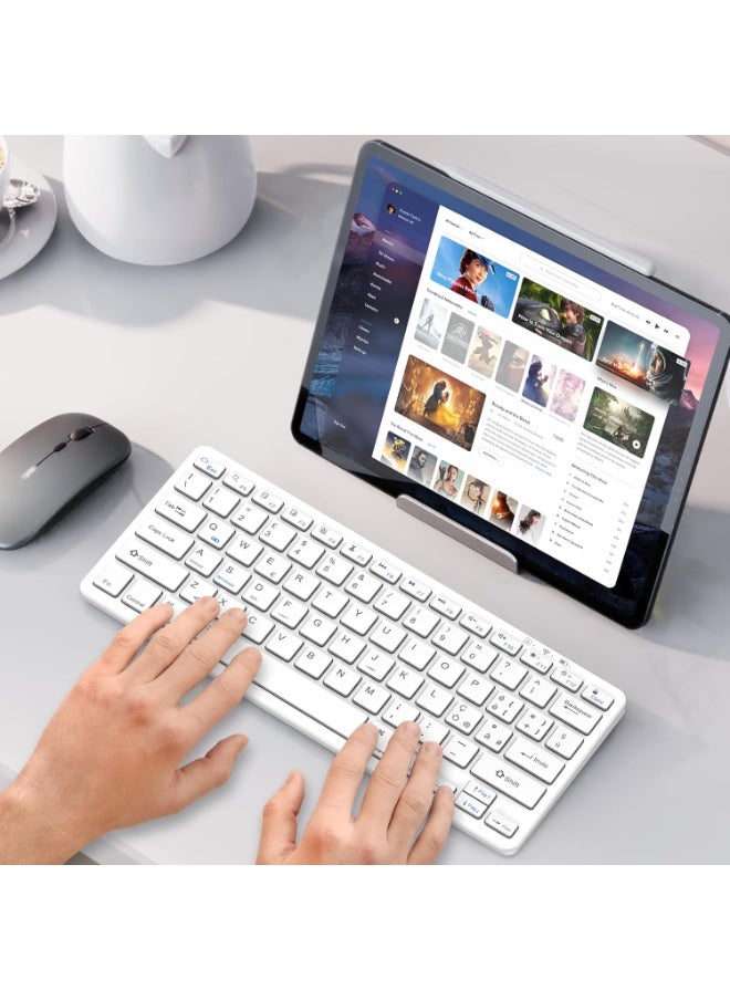 Wireless Bluetooth Keyboard – Compatible with All Bluetooth Devices – White