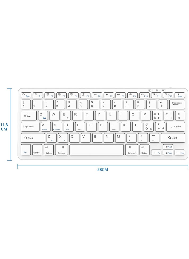 Wireless Bluetooth Keyboard – Compatible with All Bluetooth Devices – White