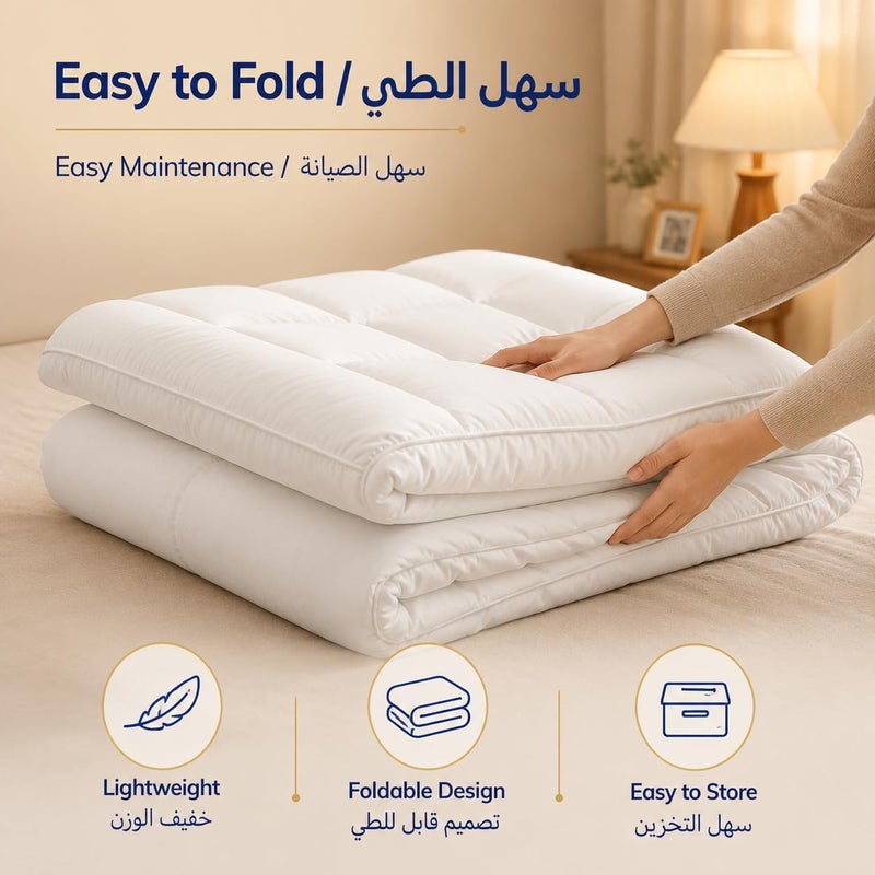 سكاي تاتش غطاء مرتبة سكاي تاتش 600 جرام للمتر المربع 180x200+7 سم أبيض، مرتبة سميكة جداً من ألياف دقيقة مع أربطة مطاطية على الجوانب الأربعة، وسادة مرتبة مبطنة ناعمة لراحة سرير كبير وفندق - Image 4