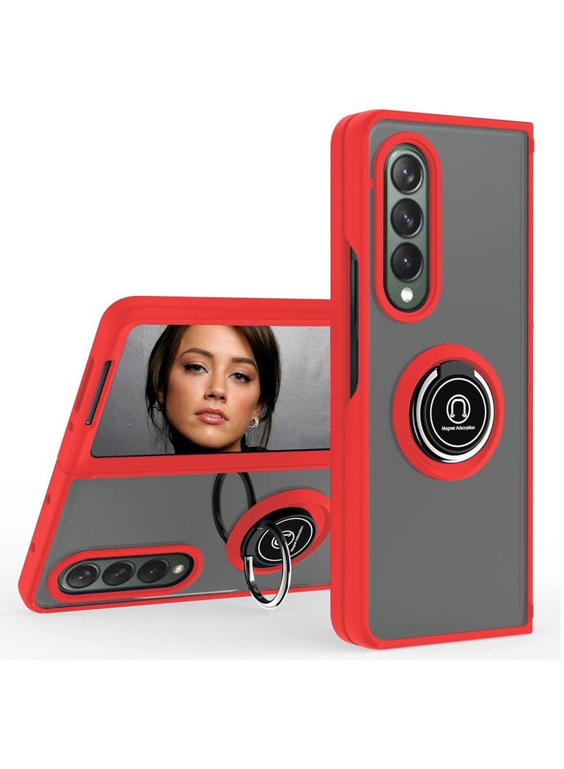 CATANES Samsung Galaxy Z Fold 4 Case with Ring Holder Magnetic Metal Finger Grip Hybrid Folding Cover with Reinforced TPU Bumper Compatible with Galaxy Z Fold4 7.6 inch - Image 1