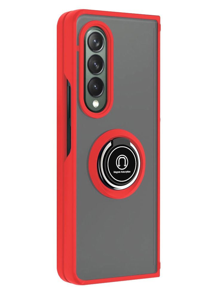 CATANES Samsung Galaxy Z Fold 4 Case with Ring Holder Magnetic Metal Finger Grip Hybrid Folding Cover with Reinforced TPU Bumper Compatible with Galaxy Z Fold4 7.6 inch - Image 4