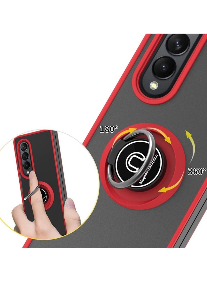 CATANES Samsung Galaxy Z Fold 4 Case with Ring Holder Magnetic Metal Finger Grip Hybrid Folding Cover with Reinforced TPU Bumper Compatible with Galaxy Z Fold4 7.6 inch - Image 3