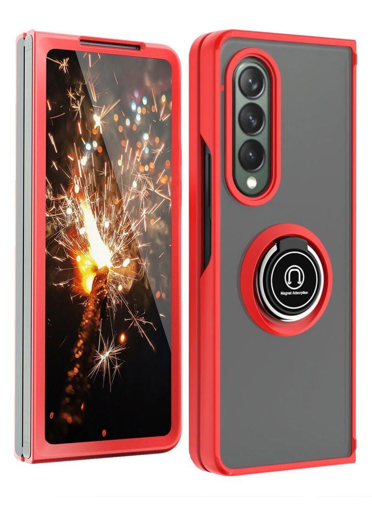 CATANES Samsung Galaxy Z Fold 4 Case with Ring Holder Magnetic Metal Finger Grip Hybrid Folding Cover with Reinforced TPU Bumper Compatible with Galaxy Z Fold4 7.6 inch - Image 2