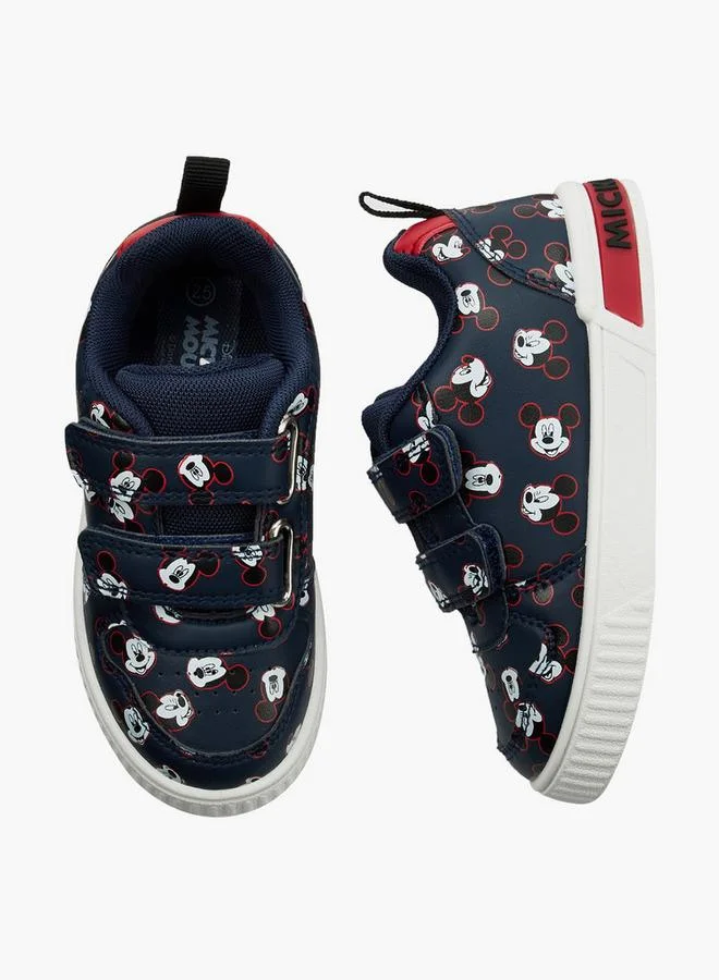 ديزني Boys Mickey Mouse Print Ankle School Sneakers