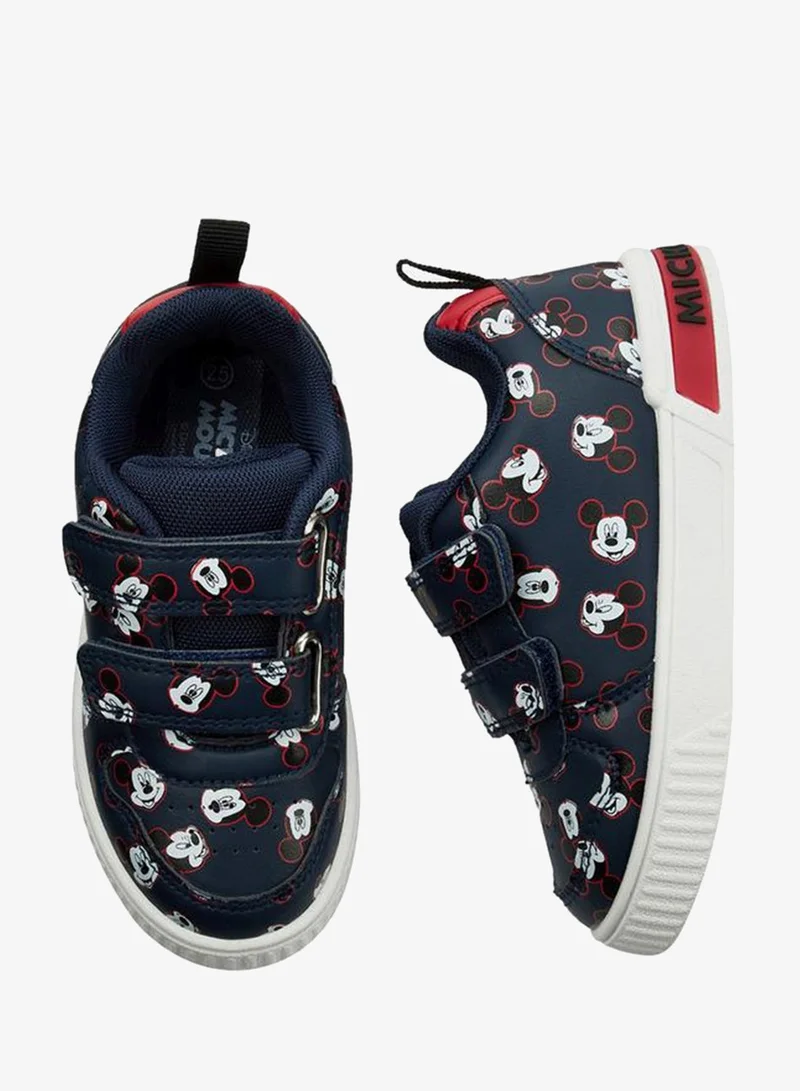 ديزني Boys Mickey Mouse Print Ankle School Sneakers