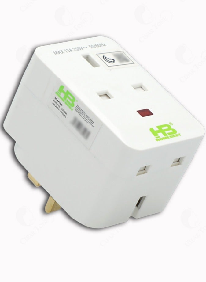 HOMEBEST HomeBest 13A 3-Way UK Travel Adaptor | Anti-Fire 750°C | PC Material & Copper, Neon Indicator|Non Stackable | Safe for Indoor Use  - Image 1